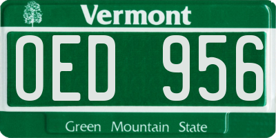 VT license plate OED956