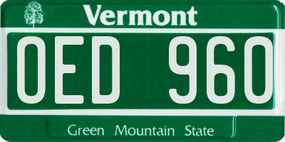 VT license plate OED960