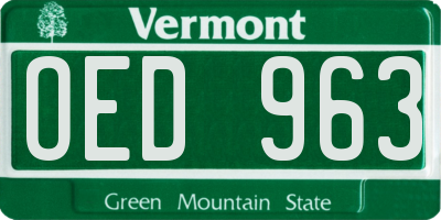 VT license plate OED963
