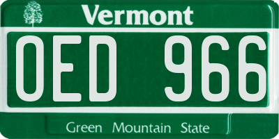 VT license plate OED966