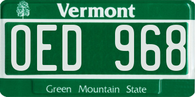 VT license plate OED968