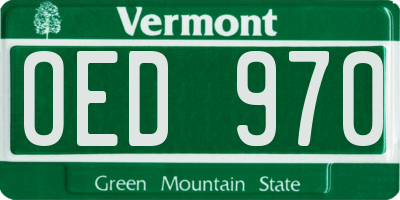 VT license plate OED970