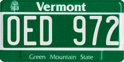 VT license plate OED972
