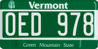 VT license plate OED978