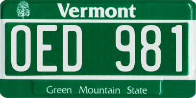 VT license plate OED981