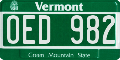 VT license plate OED982