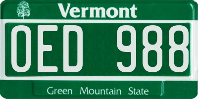 VT license plate OED988