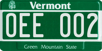 VT license plate OEE002