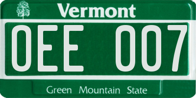 VT license plate OEE007