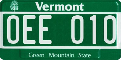 VT license plate OEE010