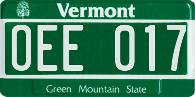 VT license plate OEE017