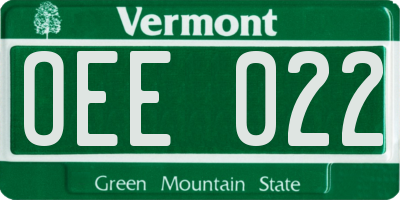 VT license plate OEE022