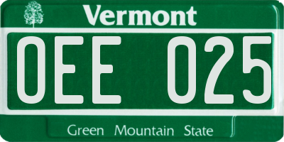 VT license plate OEE025