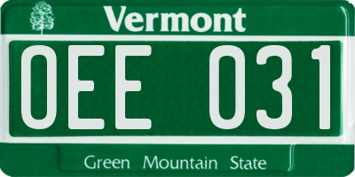 VT license plate OEE031