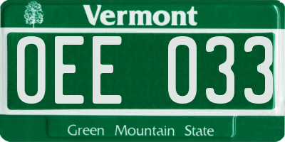 VT license plate OEE033