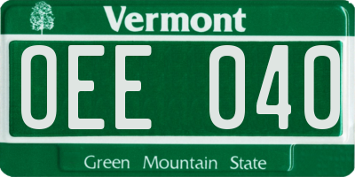 VT license plate OEE040
