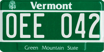 VT license plate OEE042