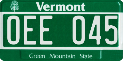 VT license plate OEE045