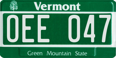 VT license plate OEE047