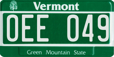 VT license plate OEE049