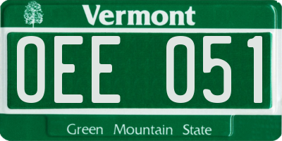 VT license plate OEE051
