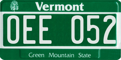 VT license plate OEE052