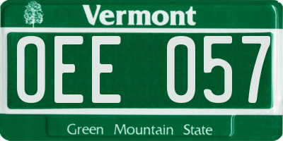 VT license plate OEE057