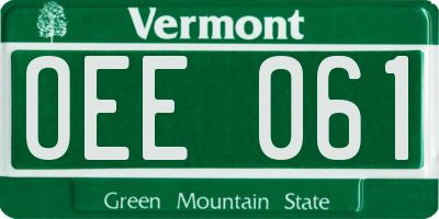 VT license plate OEE061