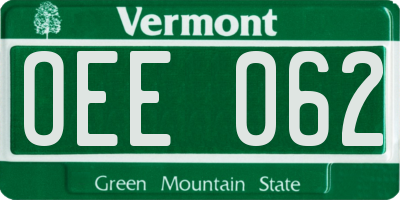 VT license plate OEE062