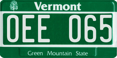 VT license plate OEE065