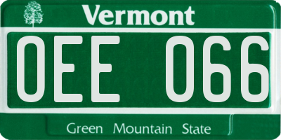 VT license plate OEE066