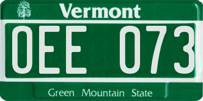 VT license plate OEE073