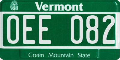 VT license plate OEE082