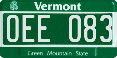 VT license plate OEE083