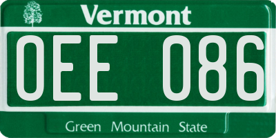 VT license plate OEE086