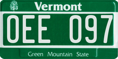 VT license plate OEE097