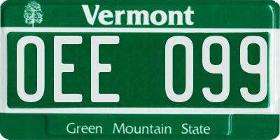 VT license plate OEE099
