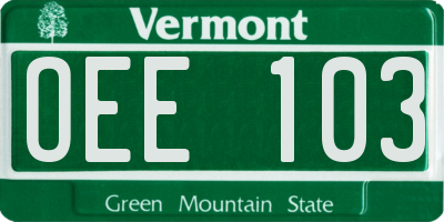 VT license plate OEE103