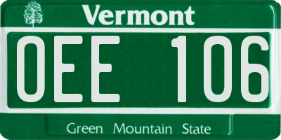 VT license plate OEE106