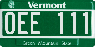 VT license plate OEE111