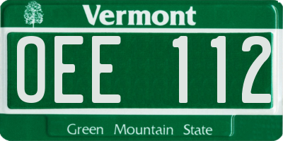 VT license plate OEE112
