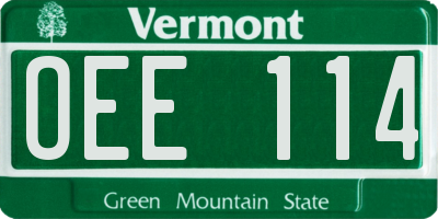 VT license plate OEE114