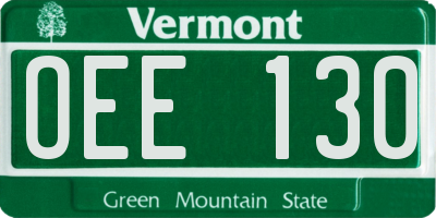 VT license plate OEE130