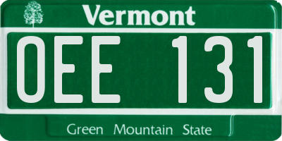 VT license plate OEE131
