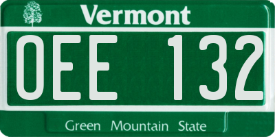 VT license plate OEE132