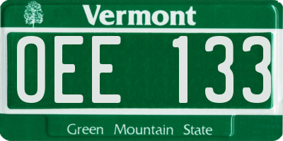 VT license plate OEE133