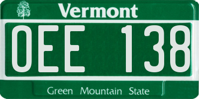 VT license plate OEE138