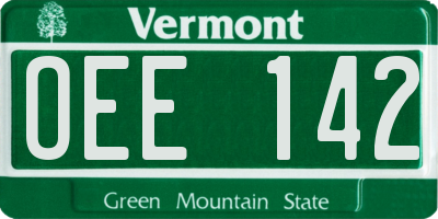 VT license plate OEE142