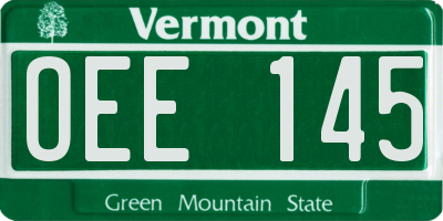 VT license plate OEE145