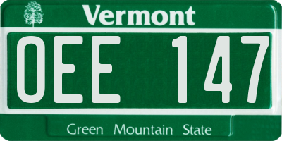 VT license plate OEE147